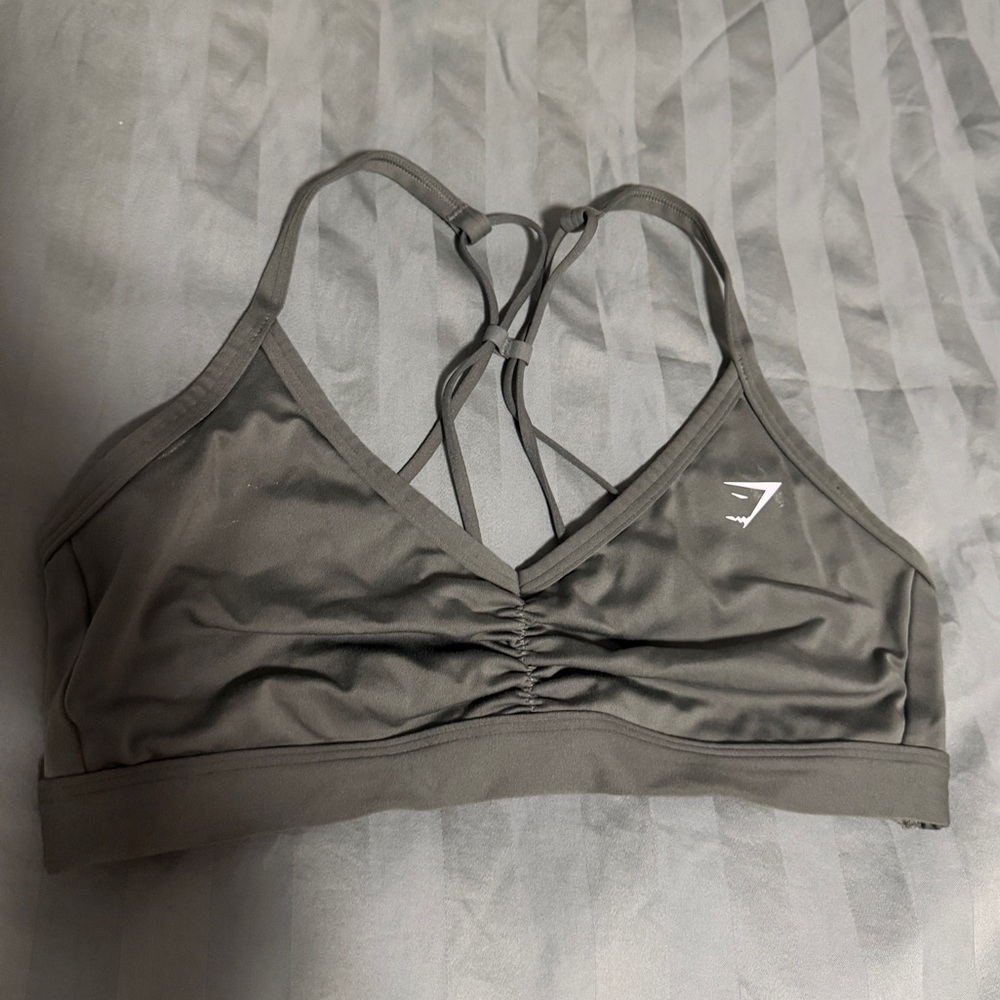 Gymshark Ruched Strappy Sports Bra - Green